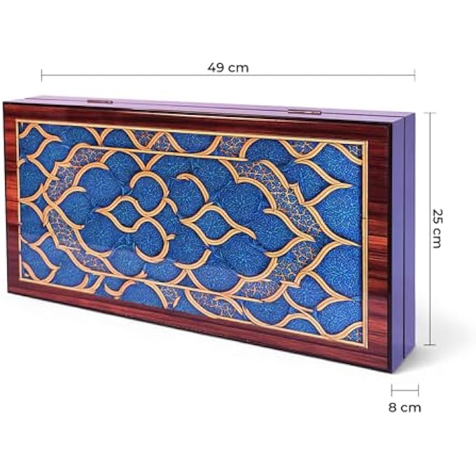 rayihni BACKGAMMON SET WITH CHECKERS & DICE  SCRATCH-RESISTANT MDF GLOSSY FINISH BOARD WITH MAGNETIC LOCK  FOLDABLE CLASSIC TAVLA BOARD GAME - Image 4